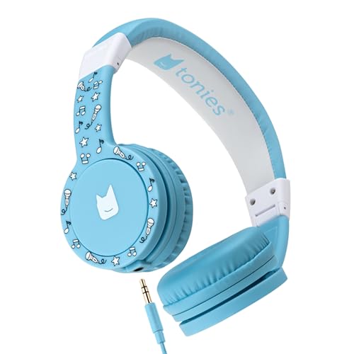 Tonies Foldable Wired Headphones for Kids - Comfortably Designed to fit On-Ear - Works with Toniebox 1 and All 3.5mm Devices - Light Blue - color: Light Blue