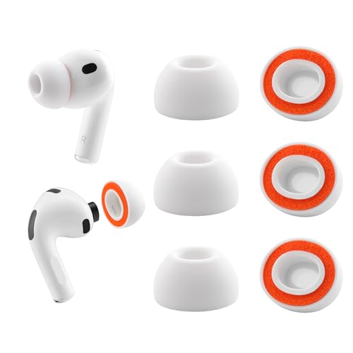 Replacement Foam Ear Tips for AirPods Pro 3 Silicone Shield (M) | Ultimate Comfort, 3 Pairs (White, Medium) - size: Medium