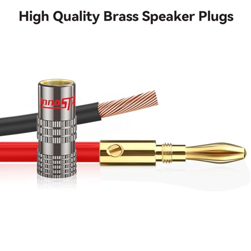 Banana Plug Gold Plated (4 Pair, 8 Pcs), Closed Dual Screws Design, Banana Connectors for All Speaker Wires with a Diameter from 0.75mm to 4mm, Wall Plate, Home Theater, Receiver, Amplifier - size: 4 Pairs / 8 Pcs, style: Bullet Pin Banana Plugs