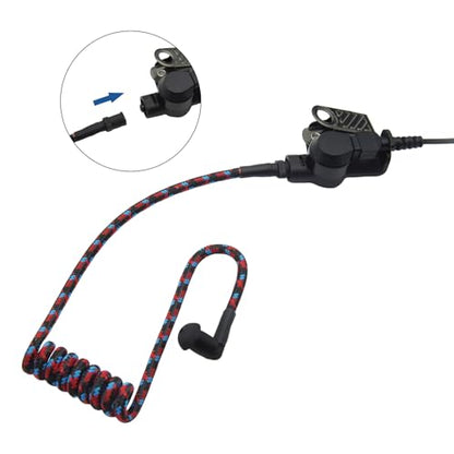 WODASEN Replacement Braided Nylon Fiber Acoustic Coil Tube Moisture Resistant Waterproof Color for Radio Earpiece (Red-Blue-Black-2) - color: Red-Blue-Black-2