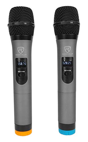 Rockville RWM72U Dual UHF Wireless Handheld Microphone System, LCD Display