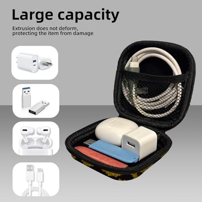 Square Data Cable Earbud Charger Coin Storage Bag Shockproof and Drop-Proof EVA Material Compatible with AirPod(Chrysanthemum) - color: chrysanthemum