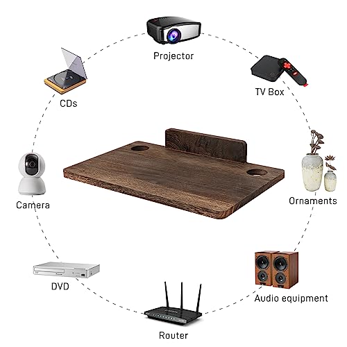 Projector Shelf Wall Mount Floating Projector Rack Holder,Projector Mount,Router Modem Cable Box Shelf for Xbox Series PS5 PS4 Wood
