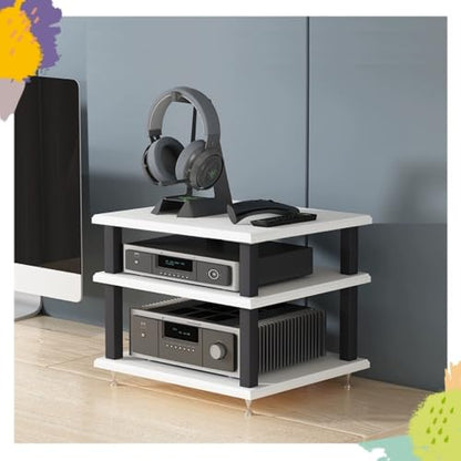 Desktop Audio Rack Stereo Cabinet 2 3 4 Tier AV Media Stand Desktop Amplifier Audio Rack for Home Theater，Office，Gaming Room(White,3-Tier) - color: White, size: 3-Tier