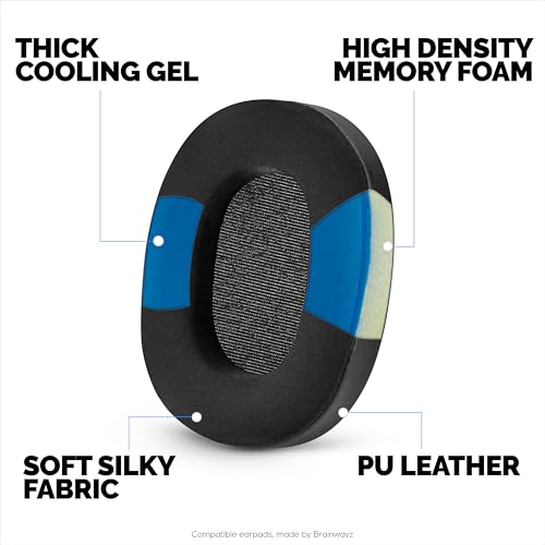 Hybrid Earpads for Sony WH-1000XM6 Headphones - Cooling Gel Gaming Cushions with Super Soft Fabric & Thick Foam - By Brainwavz (Black) - color: XM6 Hybrid Gel