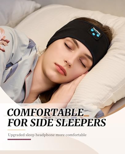 Perytong Sleep Headphones Wireless, Bluetooth Sports Headband Headphones with Ultra-Thin HD Stereo Speakers Perfect for Sleeping,Workout,Jogging,Yoga,Insomnia, Air Travel, Meditation (DeepBlack) - color: DeepBlack