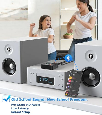 Bluetooth Receiver for Home Stereo, AUX RCA to Bluetooth Adapter | NFC Bluetooth Audio Receiver for Old Speakers Music Streaming Sound System, KAIY Convert Wired Speakers to Wireless
