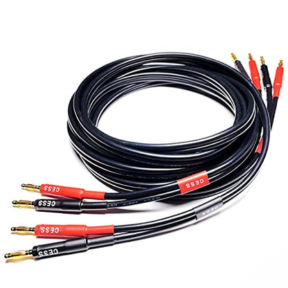 CNCESS CESS-037-6f Banana Plug Male to Male Speaker Cable 12 Gauge 680 Strand Count Silicone Soft Wire, 2 Cables (6 FEET) - size: 6 FEET