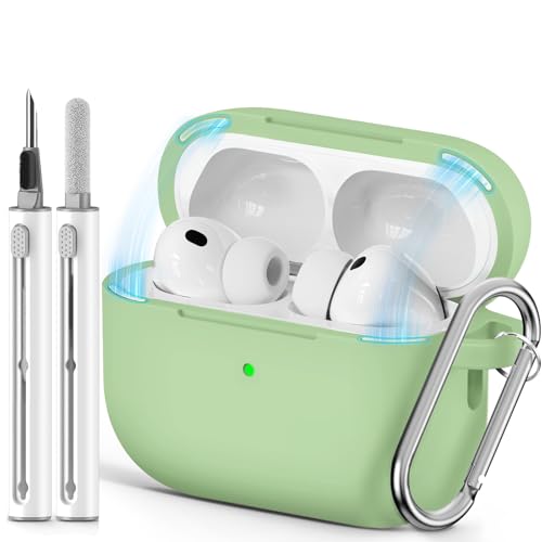 Ljusmicker for AirPods Pro 3 Case 2025 with Magnetic Lock,Pastel Green | Soft Silicone Protective Cover for Apple AirPod Pro 3rd Generation Case with Cleaner Kit & Keychain for Women Men,Shockproof - color: A1-Pastel Green