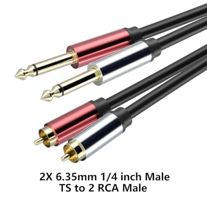 RCA to 1/4 Cable, Dual 1/4 inch TS to Dual RCA Stereo Audio Interconnect Cable, Gold Plated Heavy Duty 2X 6.35mm 1/4 inch Male TS to 2 RCA Male Adapter Cable (Style A, 3Feet) - size: 3Feet, style: style A