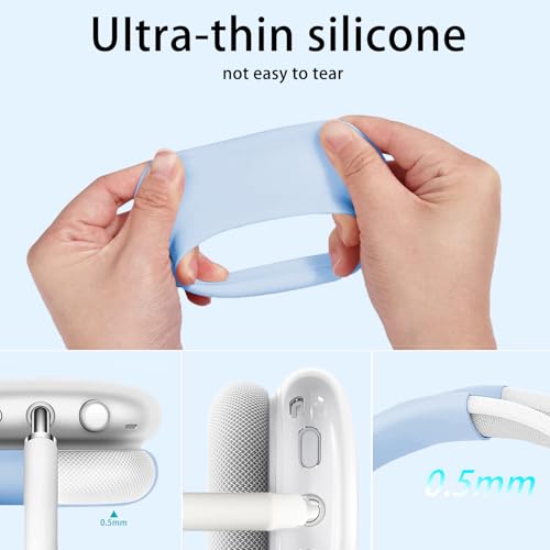 Silicone Case for AirPods Max Headphones, Clear Star Soft TPU Ear Cups Cover/Ear Pad Cover/Headband Protection for Apple AirPods Max USB-C/Lightning (2024/2020) (Blue) - color: Blue