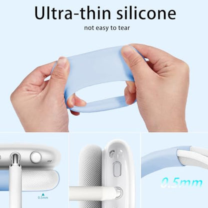 Silicone Case for AirPods Max Headphones, Clear Star Soft TPU Ear Cups Cover/Ear Pad Cover/Headband Protection for Apple AirPods Max USB-C/Lightning (2024/2020) (Blue) - color: Blue