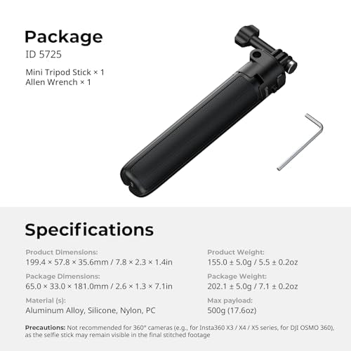 SmallRig 2-in-1 Selfie Stick Tripod, 7.1-20.5in Extendable, Support Horizontal & Vertical Shooting, for GoPro Hero 13/12/11/10/9, for DJI Osmo Nano Action 6/5 Pro/4/3, for Insta360 Ace Pro 2-5725 - style: for Action Cam