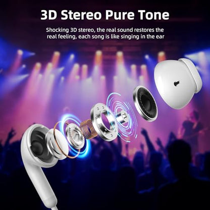 Wired Earbuds Headphones for Chromebook ThinkPad Laptops,3.5mm Plug | Noise Cancelling Ear Buds with Microphone,3,5mm Jack Earphones for Kindle Fire Tablet/Samsung A14 A15/Switch PC School - color: White