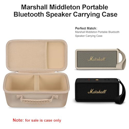 Elonbo Carrying Case for Marshall Middleton/Middleton II Portable Bluetooth Speaker, Wireless Speaker Hard Travel Protective Bag Storage Cover, Extra Mesh Pocket Fits Charging Cable, Champagne Gold - color: Champagne Gold