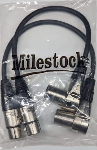 Right Angle Male XLR to Straight Female XLR Cable, 3-Pin to 3-Pin, 3Ft, 2 Pack - size: Right Angle Male 3-Feet
