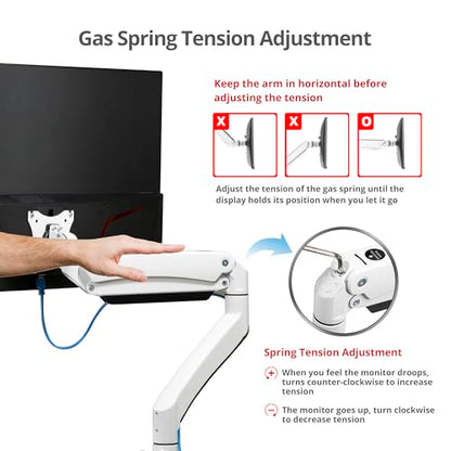 SIIG Single Monitor Desk Mount, 17"-43", 33 lbs, VESA 75/100, CE-MT3111-S1 | Mount one monitor on a desk from 17"-43" up to 33 lbs; C-clamp and grommet mounting confirm desk fit.