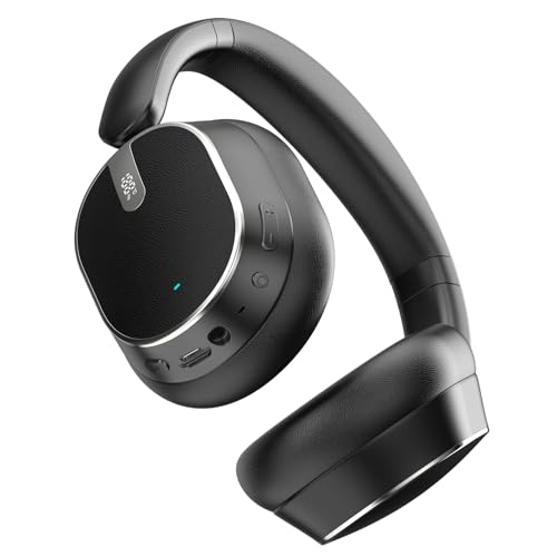 Hybrid Active Noise Cancelling Bluetooth Headphones Wireless Headphones | Over Ear, 120H Playtime, Hi-Res Audio, Deep Bass, Memory Foam Ear Cups for Home Office Travel Foggy Black