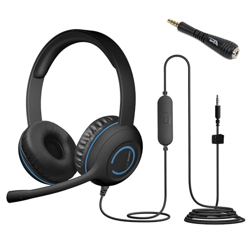 Cyber Acoustics AC-5002 3.5mm Stereo Headset with Adapter, 20 Pack | Durable for K-12, Fishbone Adapter Protects Audio Ports, Xbox/PlayStation Controller Compatible, 60% Recycled Plastic - size: 20 pack with adapter