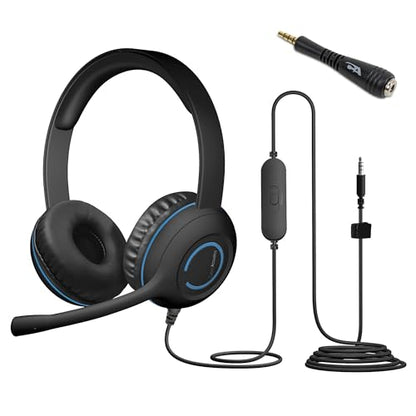 Cyber Acoustics AC-5002 3.5mm Stereo Headset with Adapter, 20 Pack | Durable for K-12, Fishbone Adapter Protects Audio Ports, Xbox/PlayStation Controller Compatible, 60% Recycled Plastic - size: 20 pack with adapter