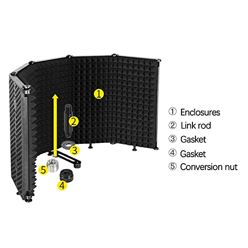 Foldable Adjustable Portable Sound Absorbing Vocal Recording Panel Microphone For Creating Recordings In Various Situations Made Of ABS And Foam With 331mm Height