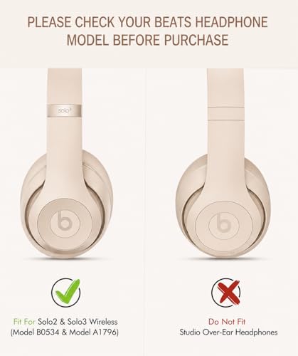 GEVO Ear Pads Replacement for Beats - Earpad Cushions for Solo 2/3 Wired Wireless Headphones Covers with Noise Isolation Memory Foam with Extra Adhesive Kit (Pink)