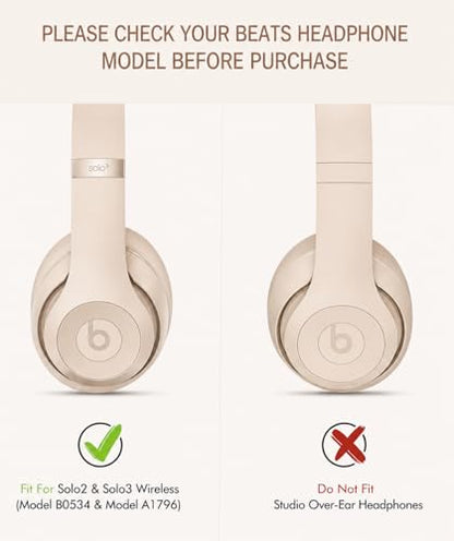 GEVO Ear Pads Replacement for Beats - Earpad Cushions for Solo 2/3 Wired Wireless Headphones Covers with Noise Isolation Memory Foam with Extra Adhesive Kit (Pink)