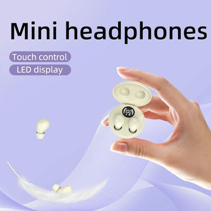 Invisible Sleep Earbuds,Mini Sleep Earbuds Headphones Wireless Bluetooth 5.4,Mini Invisible Wireless Earbuds for Small Ear Canals,Soft in-Ear Ear Plugs for Sleeping Small Ears Gym (Khaki) - color: Khaki