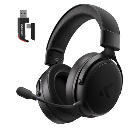 MCHOSE V9 PRO Wireless Gaming Headset 7.1 Surround Sound for PS5 PS4 PC SWITCH TOPSPEED Gaming Headphones with Noise Canceling Mic, 250Hr Battery, Low 15ms Latency, Lightweight, BT 5.3 FPS Games Black - color: V9PRO-Black