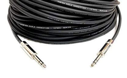 50 Foot Pro Audio REAN 1/4 inch (6.35mm) TRS to REAN 1/4 inch (6.35mm) TRS Balanced Cable with Rean NYS228 Nickel Plated connectors by Custom Cable Connection - size: 50 Foot, style: Male to Male (Nickel)
