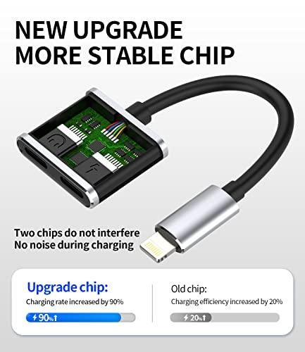 Iphone Dual Lightning Headphone Splitter 2in1 Audio Charge Adapter Dongle Jack Adaptador Para Apple MFI Certified Charging Earphone AUX Cable Connector for 14 13 12 11 Pro Max Mini 7 8 Plus X Xr Xs Se