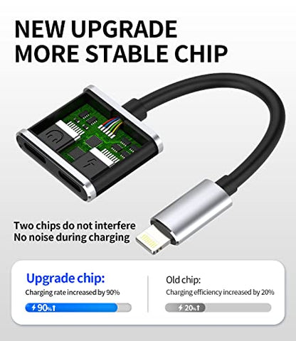 Iphone Dual Lightning Headphone Splitter 2in1 Audio Charge Adapter Dongle Jack Adaptador Para Apple MFI Certified Charging Earphone AUX Cable Connector for 14 13 12 11 Pro Max Mini 7 8 Plus X Xr Xs Se