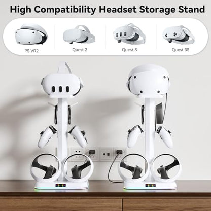 Kosker PSVR 2 Charging Stand & Headset Stand, for Meta Quest 2/3/3S - color: updated white