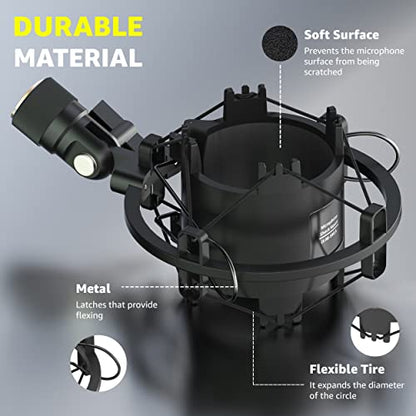 Microphone Shock Mount - Noise Isolation, Anti Vibration for 48-51mm Condenser Mic
