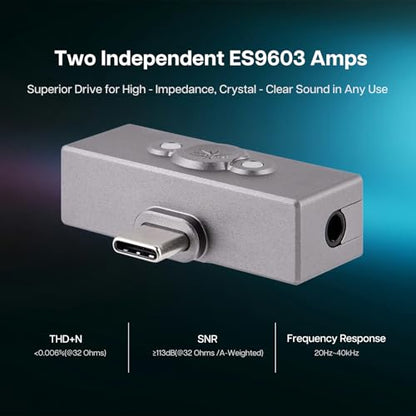 Linsoul Kiwi Ears Allegro Pro Earphone DAC AMP, USB C to 3.5/4.4mm Output | Portable IEM Dongle, Supports PCM Up to 32bit/384kHz DSD128/DSD64, Dual ES9603 Amplifiers for Smartphones/PC/Laptops