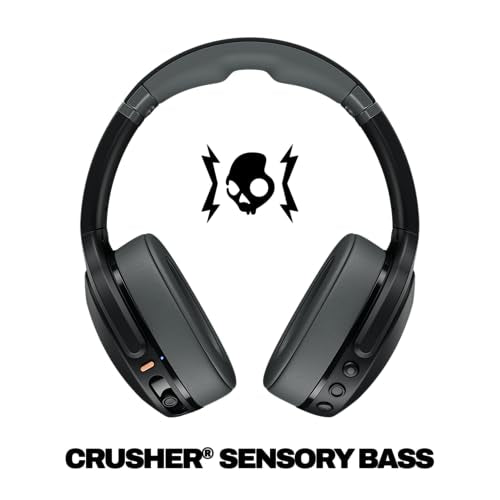 Skullcandy Crusher Evo Wireless Multi-Sensory Bass Headphones - Asphalt | Bluetooth, Noise Isolating Over-Ear Fit, 40 Hours Battery, Microphone, Working Out, Gym, Travel, Studying, Music - color: Asphalt