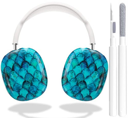 for Glitter AirPods Max Case with Cleaner Kit, Anti-Scratch Shell Pattern Ear Pad Case/Ear Cups Cover/Headband Cover for AirPods Max Protective Skin - color: Fish Scale Pattern