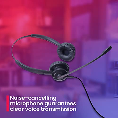 XS 825 Wired Telephone Headsets with Microphone for Office Training, Agent Coaching, Monitoring, Onboarding - Desk Phones Compatible with Yealink, Poly, Cisco, Avaya, Mitel (Stereo, Basic Bundle) - color: Stereo (1 Pack)