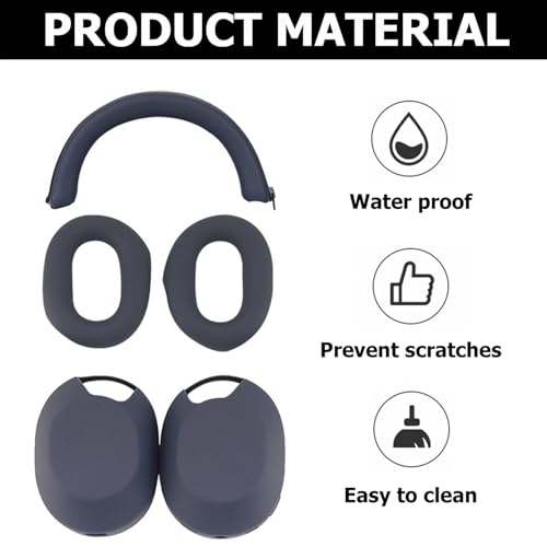 3 Set Case Cover for Sony WH-1000XM5 Headphones,Embody Ear Pad Cover/Headband Cover/Ear Cover Soft Silicone Headphones Accessories（Blue） - color: Blue