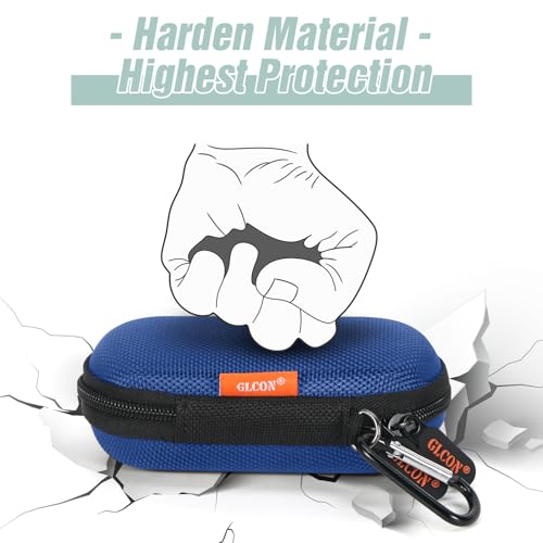 Blue Mini Earbud Case, Small Oval Hard Shell Carrying Pouch Bag - color: Blue