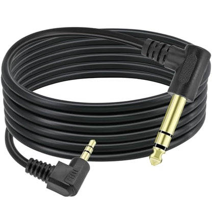 1/4" Male to 1/8" Male TRS Stereo Audio Cable,BENACES Right Angled 3.5mm to 6.35mm Stereo Jack Plug Audio Cord,1/4 Inch to 1/8 Inch Audio Adapter for Guitars,Laptops,Speakers and Amplifiers (1.8M/6Ft)