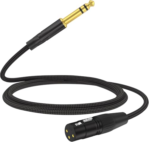 HOSONGIN XLR Female to 1/4 TRS Male Balanced Cable, 6.35mm Balanced Stereo Jack Cable with 3-Pin Connector, Nylon Braided for Live Sound, Electronic Organ, Mixers Studio Gear, 10 Feet - size: 10 Feet