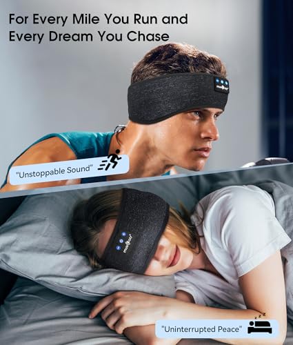 MUSICOZY Bluetooth 5.4 Sleep Headphones Headband Sports Wireless Audio | Earbuds 2 in 1 Design with Breathable Stretch Fabric, HD Stereo Sound Speakers for Workout Yoga Running, Nighttime Sleep Use - color: Black
