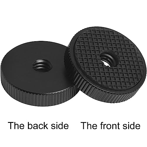 4PCS 1/4Inch Aluminum Alloy Female Thumb Wheel Lock Nut Adapter with Gasket, Hot Shoe Locking Knob Nut and Spacer, 1/4 Inch Knurled Screw Nut 26mm/1in Diameter
