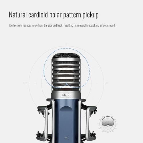 TAKSTAR SM-9 XLR Condenser Studio Microphone with 34mm Large Diaphragm | 20Hz-20kHz Response, 135dB SPL, Ultra-Low Noise (≤23dBA), Shock Mount Included, 48V Phantom Power Required