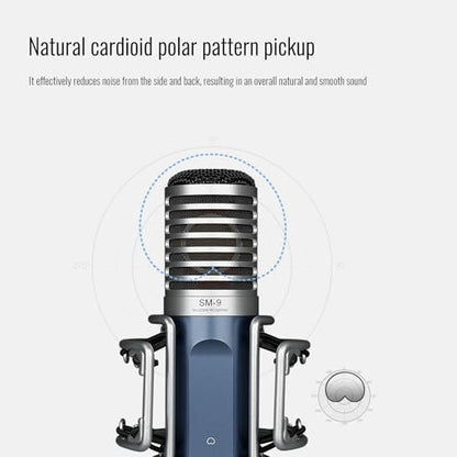 TAKSTAR SM-9 XLR Condenser Studio Microphone with 34mm Large Diaphragm | 20Hz-20kHz Response, 135dB SPL, Ultra-Low Noise (≤23dBA), Shock Mount Included, 48V Phantom Power Required