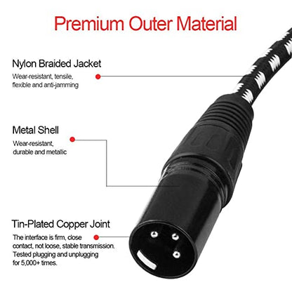 XLR Cables 25ft 2Pack, Durable Nylon Braided XLR Microphone Cable - size: 25 FT