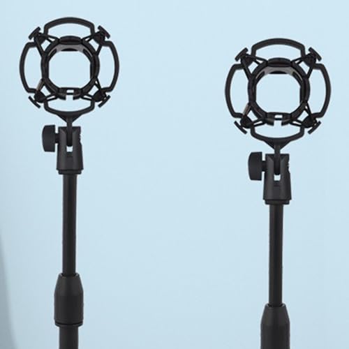 Microphone Shock Mount 1 PACK, Mic Holder Clip for 43-48mm/1.69~1.9in Diameter Condenser Microphone, 3/8 or M16 Internal Thread, with 5/8" Male to 3/8" Female Screw Adapter, Easy to Use (Black)