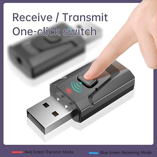 USB BT5.0 Adapter 4 in 1 Wireless Stereo Audio Adapter | Receiver Transmitter with 3.5mm AUX Cable for Speaker PC Car TV Home Audio System