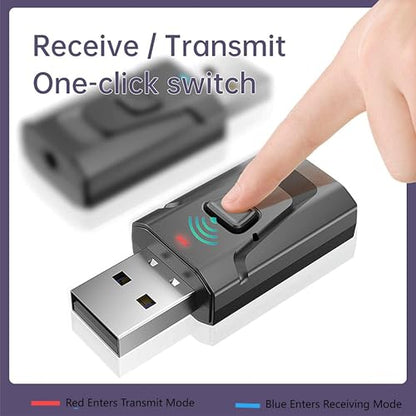 USB BT5.0 Adapter 4 in 1 Wireless Stereo Audio Adapter | Receiver Transmitter with 3.5mm AUX Cable for Speaker PC Car TV Home Audio System